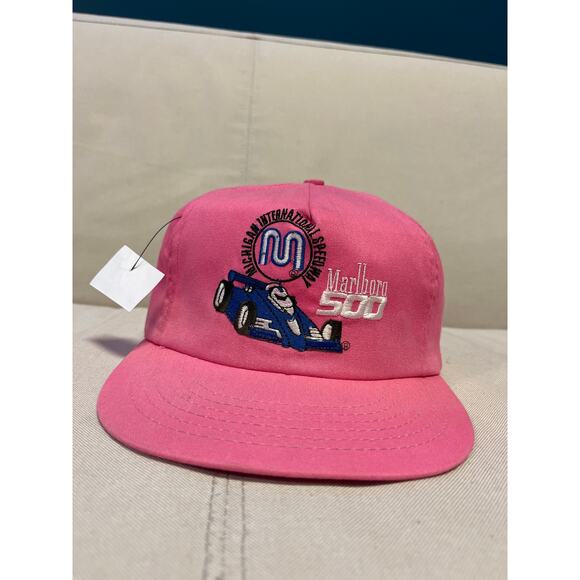 Marlboro 500 Michigan International Speed Way Pink Snapback Hat Cap - Picture 1 of 3